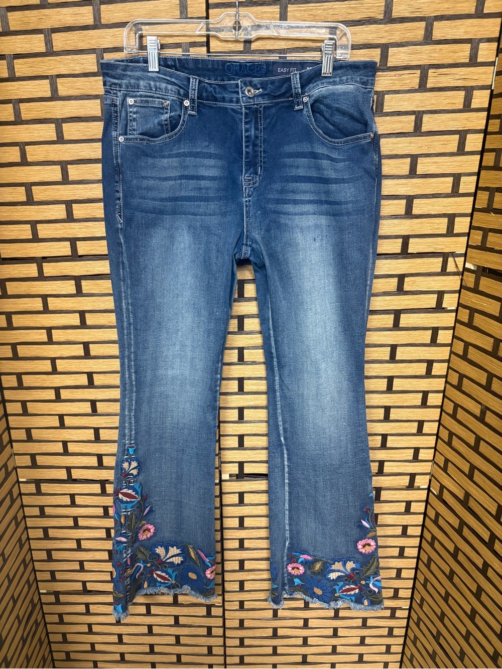 Grace easy fit bootcut embroidered jeans size 32